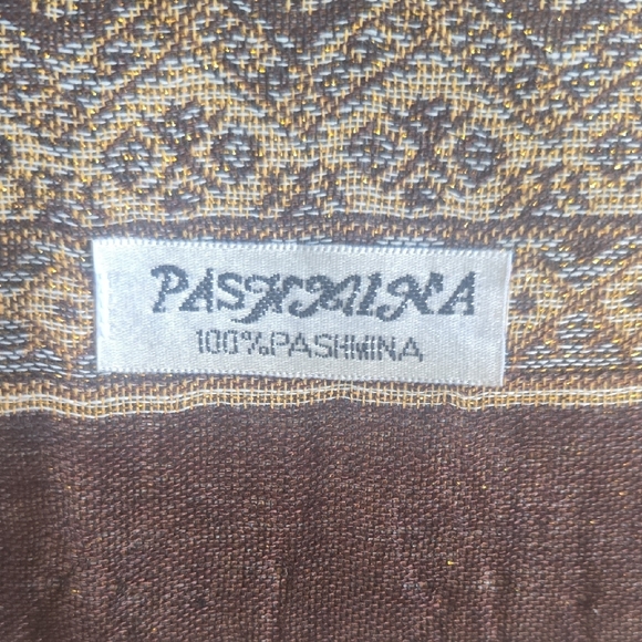 Pashmina Brown and Gold Elephant Design Shawl - Picture 3 of 10